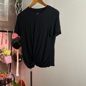 Womens Black Short Sleeve Crew Neck T-Shirt Casual Everyday Basic Top